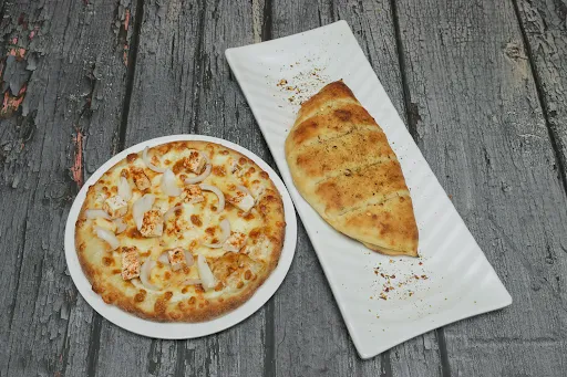 Paneer And Onion Pizza With Garlic Bread Meal