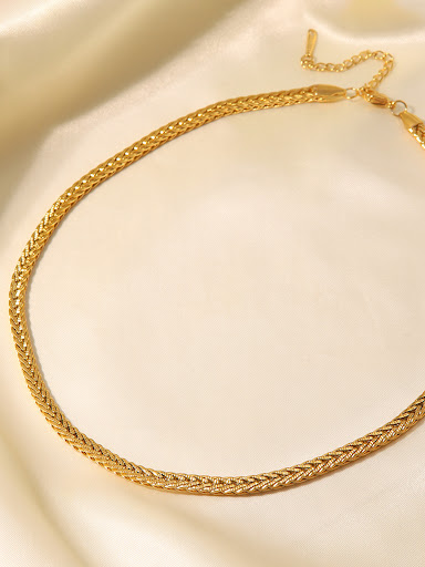 Title 9, Gold Woven Twist Stainless Steel Necklace, Simp...