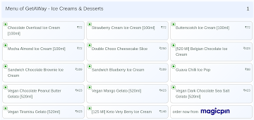 GetAWay - Ice Creams & Desserts menu 