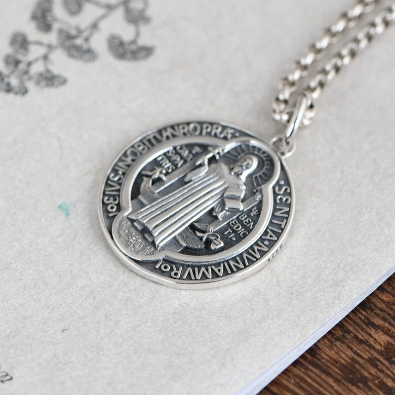 Title 3, S925 Argent Retro Artisanat Pendentif Argent Th...