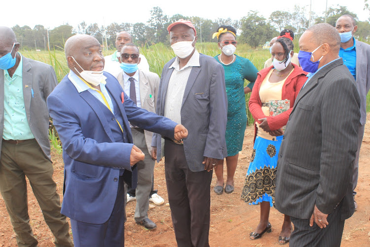 Kandara Residents Association chairperson Phillip Kamau with members on June 21.