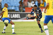 Recently promoted Solly Khunyedi of Bidvest Wits, right, shone in Tuesday's 0-0 draw against Sundowns. / Lefty Shivambu/Gallo Images