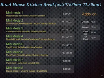 Bowl House Kitchen menu 