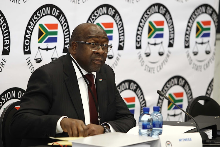 Nhlanhla Nene, the minister of finance, testifies at the Zondo commission of inquiry into state capture in Parktown, Johannesburg on October 3 2018.