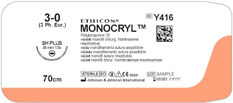 Monocryl 3/0 SH 70cm Y416H