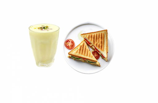 Badam Milk (Badam Milk + Veg Sandwich)