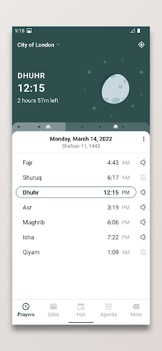 Screenshot Prayer Times and Qibla