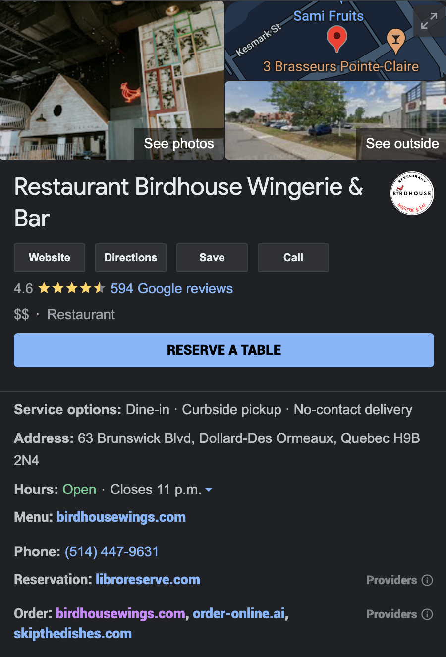 Google Business Profile Birdhouse Wingerie