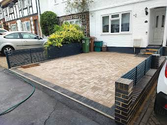 Block paving driveway,Brick wall and fence, Painting and decoration album cover