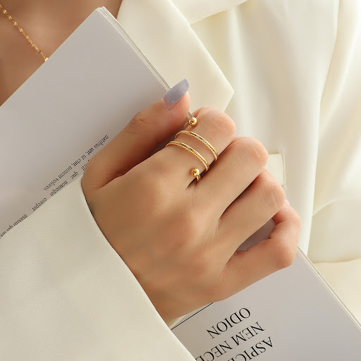 Title 2, Womens Double-layer Spring Twist Spinning Ring...