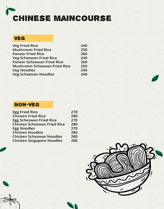 Mantris Hotel menu 