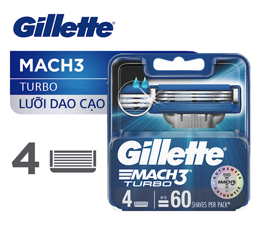 Vỉ 4 lưỡi thay thế Gillette Mach 3 Turbo