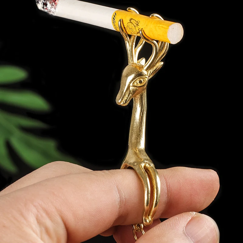Nieuwe Lucky Deer koperen ring, gerookt geel, anti-vingerafdruk, met vingerontgrendeling, voor een veilige grip en stijlvolle uitstraling.