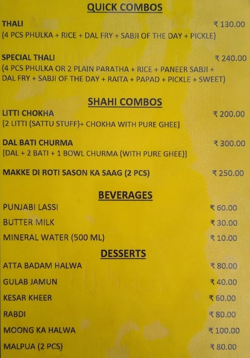 Tasty Tawa menu 