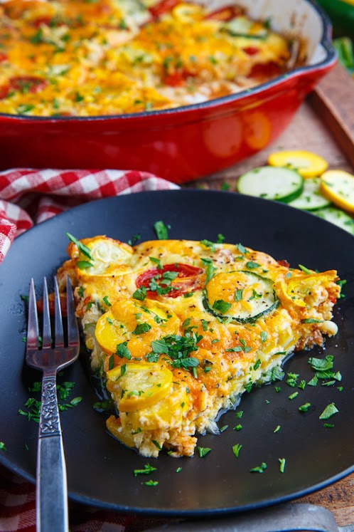 Corn and Zucchini Cheddar and Tomato Quiche