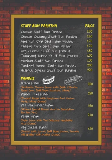 L'll Hideout Cafe menu 