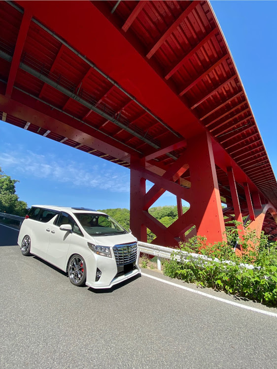 アルファードの赤い鉄橋とコラボ❣️・赤い橋のある風景・赤い橋は盛れる??・赤い橋の下で撮影に関するカスタム事例の投稿画像16枚目
