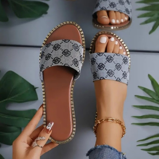 Title 4, Womens Summer Flower Print Flat Sandals Non-sl...