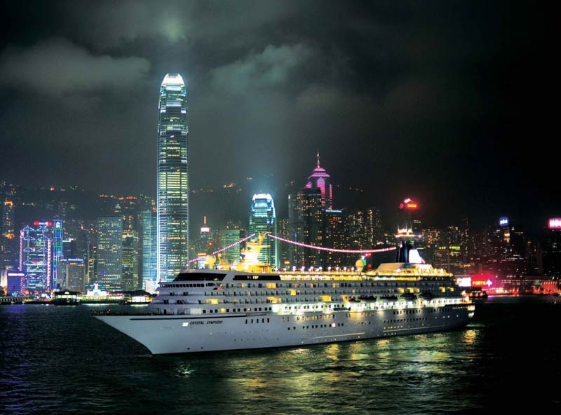 Crystal Symphony in Hong Kong. Crystal has temporarily halted sailings.