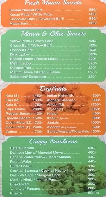 Brijwasi menu 