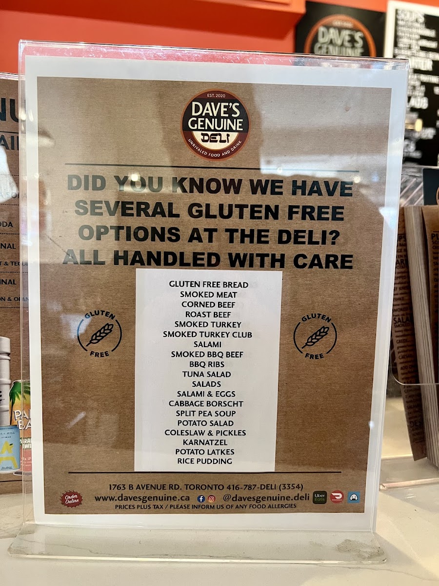 Lots of gluten free options