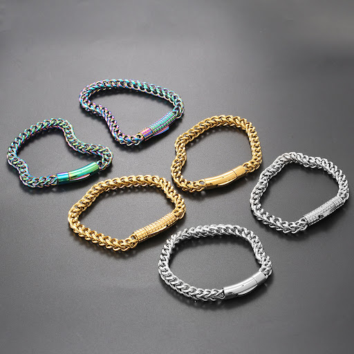 Title 6, Hip Hop 6mm Spring Buckle Stainless Steel Neckl...