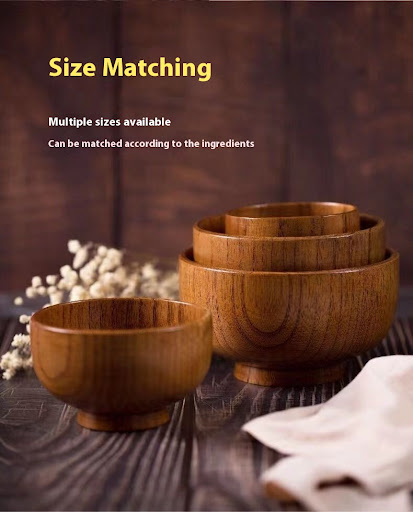 Title 1, Nanmu Wooden Bowl Retro Domestic Simple Tablewa...