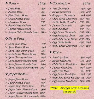 Madras Fast Food menu 