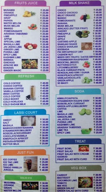 Juiceca menu 