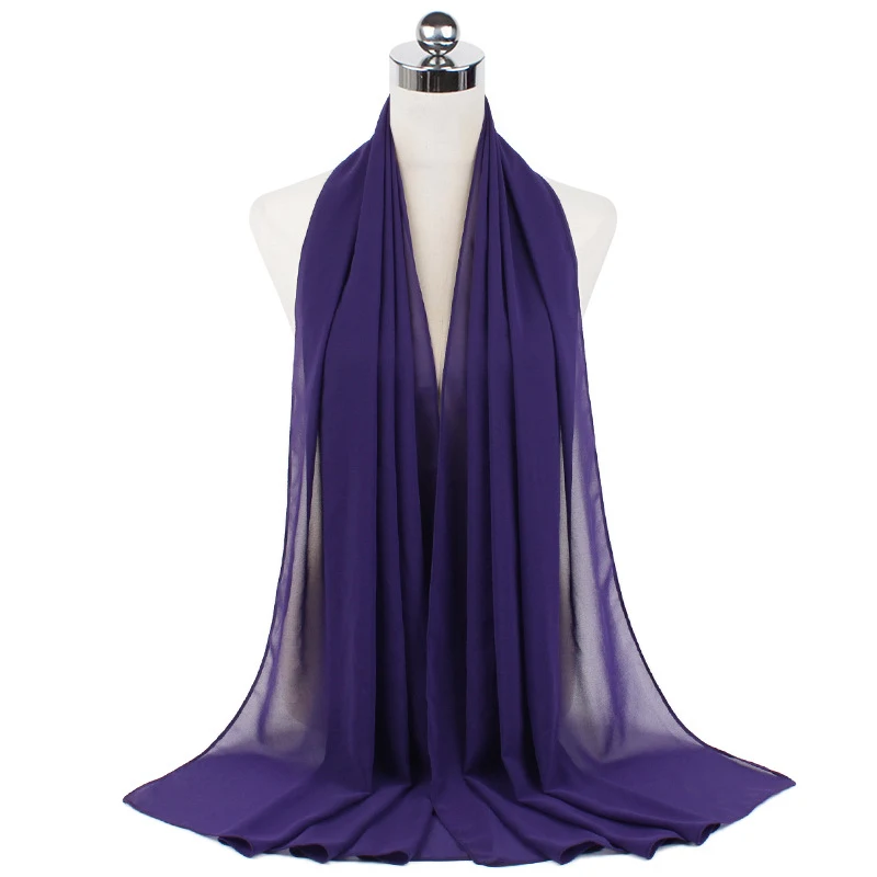 Title 34, 70x180cm Monochrome Pearl Chiffon Hijab Sjaal –...