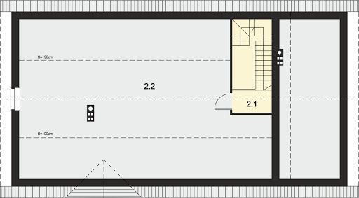 Tamina 2 - Rzut strychu (do aranżacji) 54,05 m2 (104,10 m2)