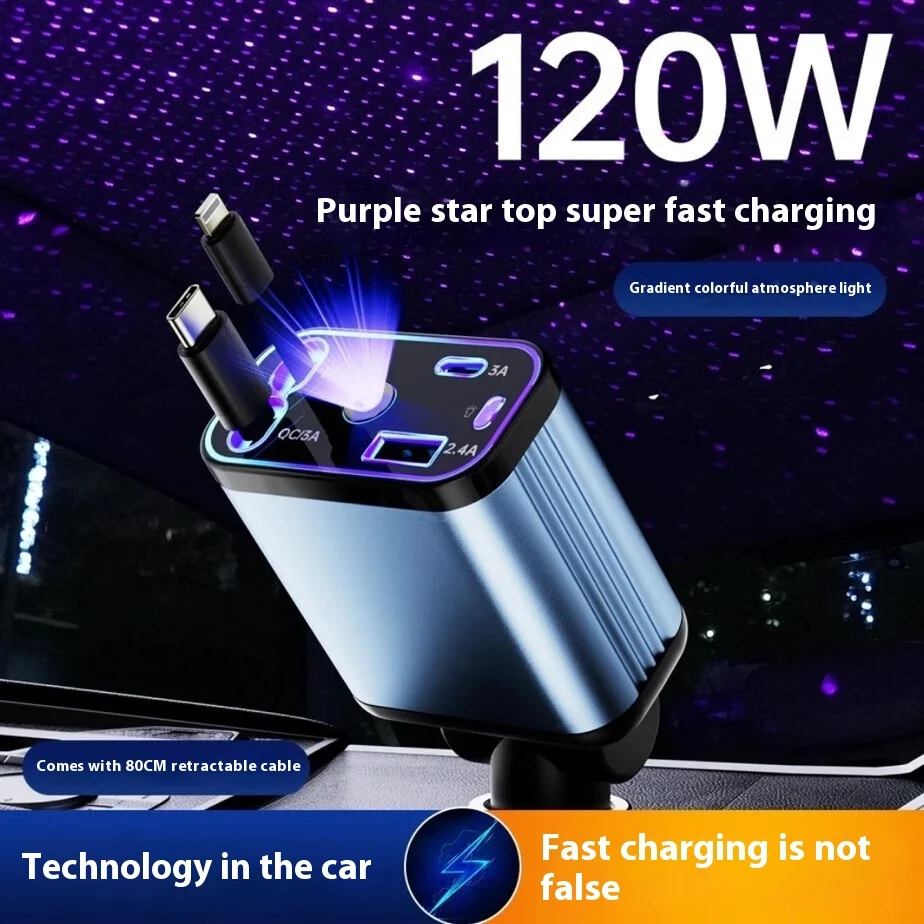 Starry Sky Flexible Wire Car Charger for fast, efficient charging of your mobile devices. Enjoy convenient and safe char