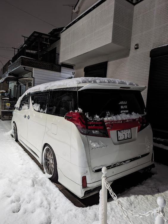 アルファードの真正面ショット・２月も宜しくお願いします・雪・30前期頑張ろうに関するカスタム事例の投稿画像3枚目