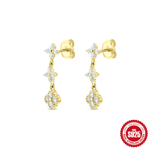 Title 7, S925 Sterling Silver Colorful Diamond Flower Ea...