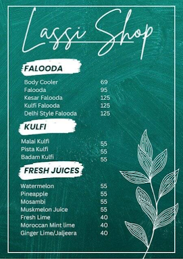 Lassi Shop menu 