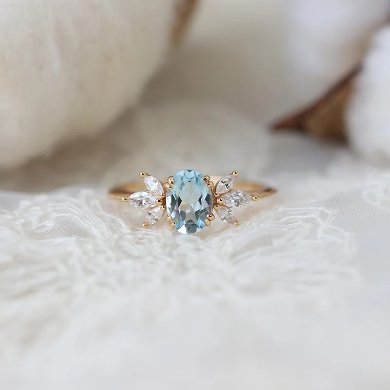 Bague en Topaze Bleu Anti-Ciel pour Femme Éclat Sans Reflets Réduit l'éblouissement du soleil Bijou Élégant Design Exclusif et Moderne