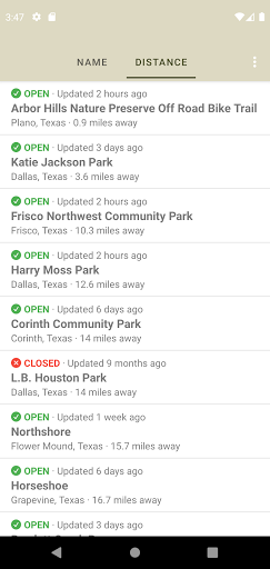 Screenshot DORBA Trail Status