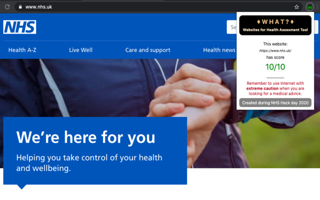 WHAT - Websites for Health Assessment Tool chrome extension