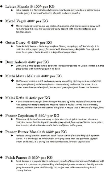 Herbs & Spices menu 