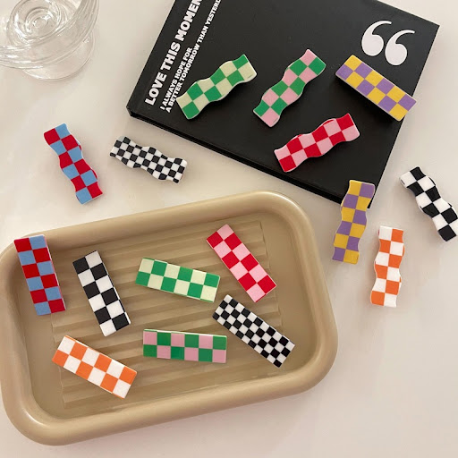 Title 2, All-match Bangs Clip Hairpin with Plaid Design,...
