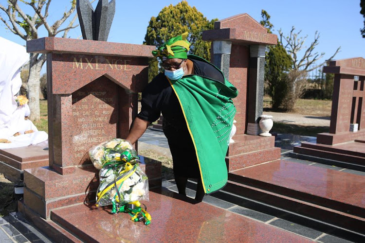 BCM deputy mayor Zoliswa Matana during a wreath laying ceremony at the grave of anti-apartheid activist Victoria Mxenge in King William’s Town on Sunday.