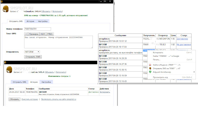 SMS, HLR, PING - SMSPILOT.RU