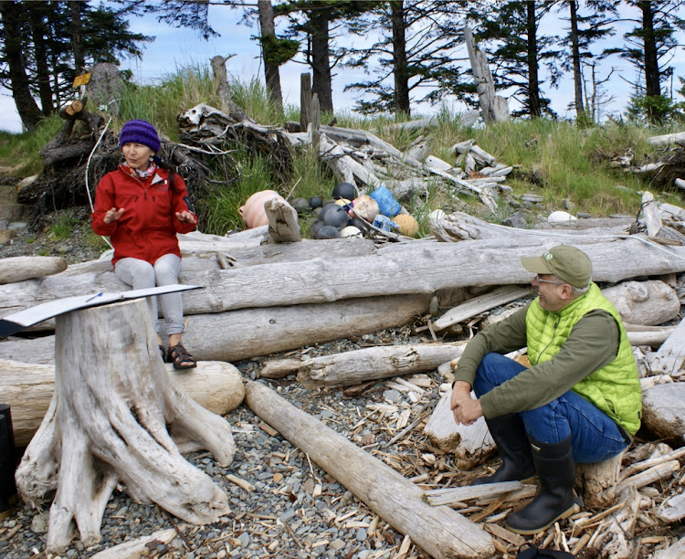 University of Washington ecologist Professor Phil Levin interviewing a Haida woman on Haida Gwaii off the northwest coast of British Columbia.