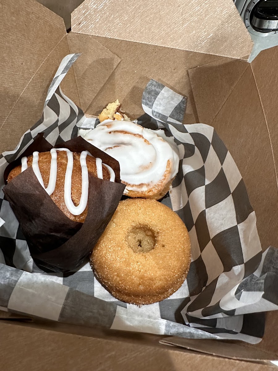 Lemon Muffin, Cinnamon Roll and a Baked Doughnut