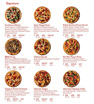 Insta Pizza menu 