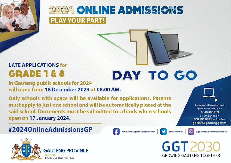 Parents can use the late application period to apply for their Grade 1 and 8 children to be placed in public schools in the 2024 academic year.