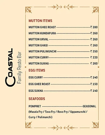 Navami Coastal Family Resto Bar menu 