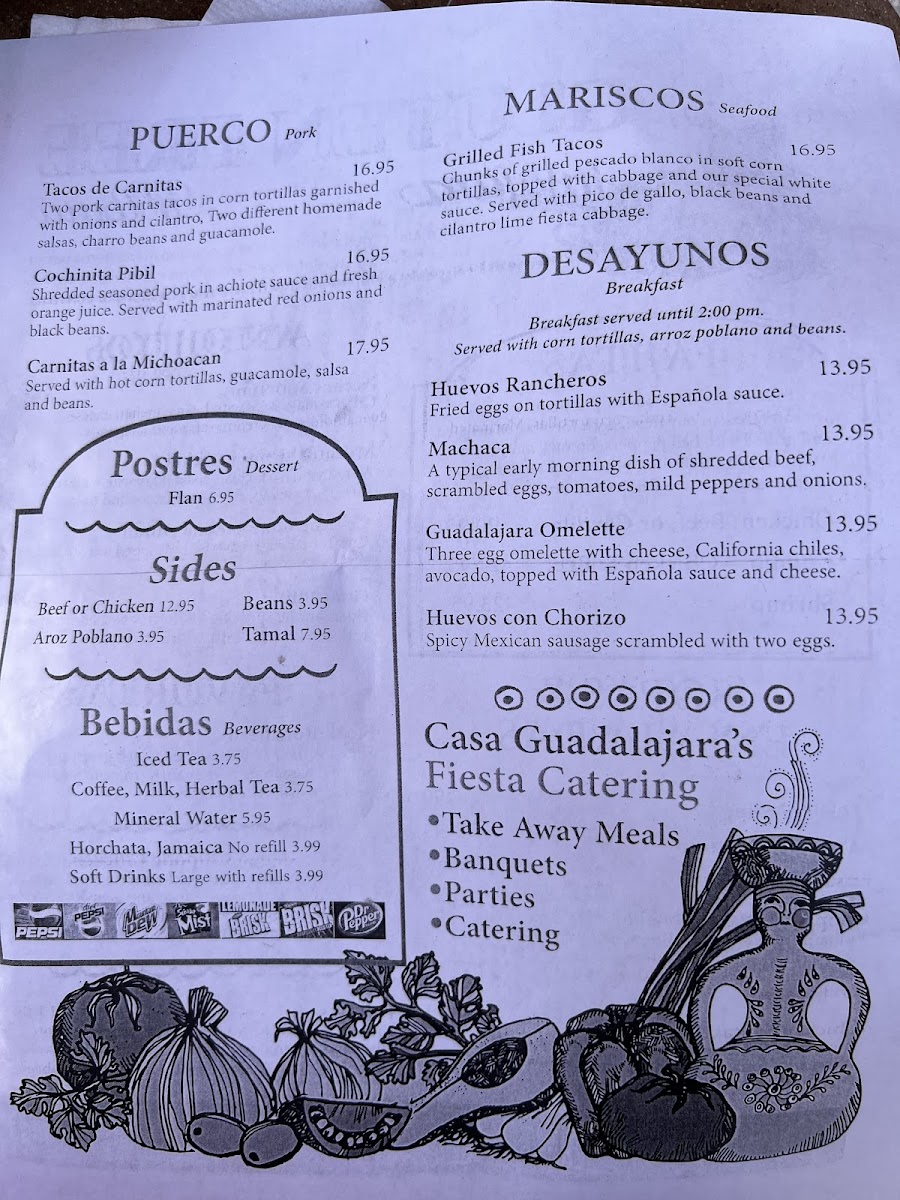 Casa Guadalajara gluten-free menu