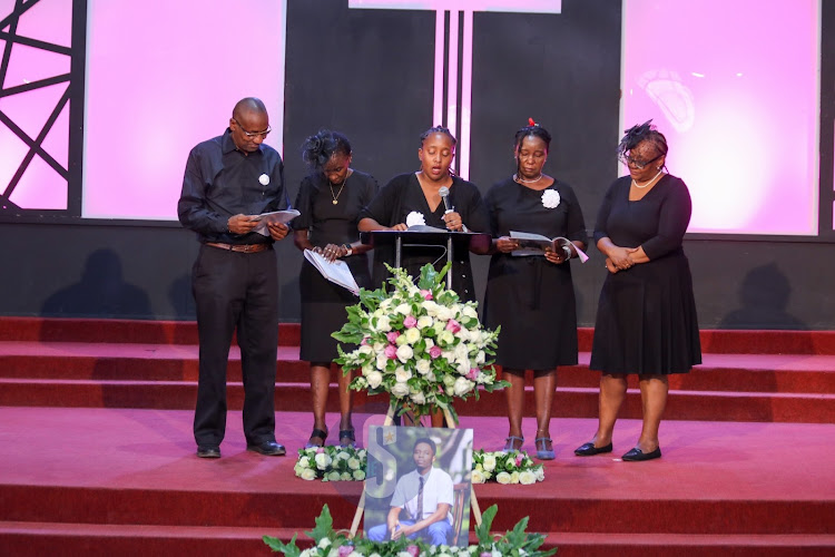 Family members of Keagan Githua share their tributes during the deceased's requiem mass on Sunday, November 6, 2022.