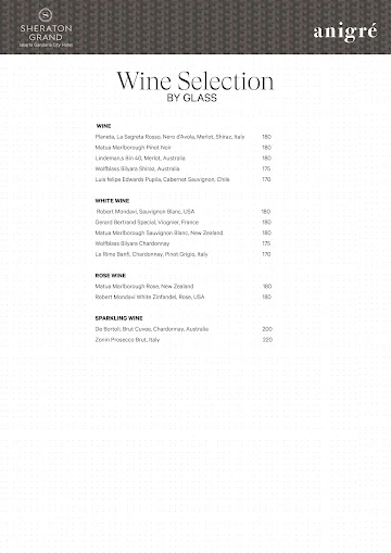 Anigre - Sheraton Grand Jakarta Gandaria City Hotel menu 